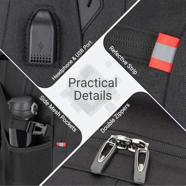 Velaybor 48L Expandable Laptop Backpack, Anti-thief Travel Backpack with USB Charging Port, Airline Approved Business Waterproof Carry on Luggage, Fits 17.3" Laptop for Men Women - Image 6