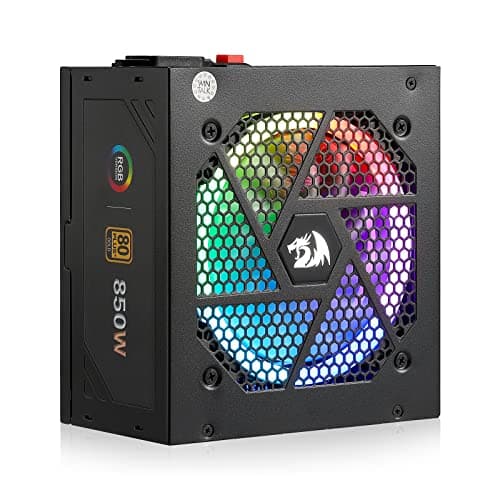 Redragon RGPS-850W 80+ Gold 850 Watt Power Supply w/Upgraded ATX 3.1 & PCIe 5.1 Fully Modular, 12VHPWR Cable Included, 100% Japanese Capacitors, Smart ECO Low Noise RGB Fan, Compact 160mm Size - Image 1