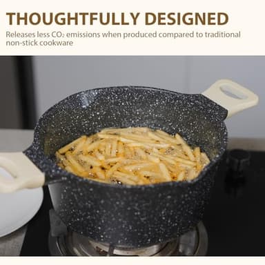 Romswi 23pcs Pots and Pans Set Non Stick, Kitchen Cookware Set with Casserole, Frying & Saucepans, Oven Safe & Stovetop Agnostic Non Toxic Cookware (Gas, Electric & Induction) - Black - Image 7