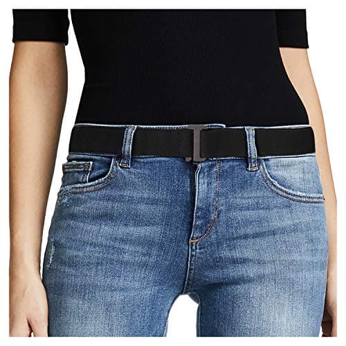 JASGOOD No Show Women Stretch Belt Invisible Elastic Web Strap Belt with Flat Buckle for Jeans Pants Dresses - Image 1