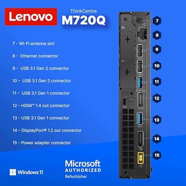 Lenovo M720Q ThinkCentre Mini PC | Windows 11 Pro | Intel i5-8400T | 32GB RAM + 1TB NVME | 5G WiFi + BT | Home or Office Micro Desktop Computer (Renewed) - Image 3