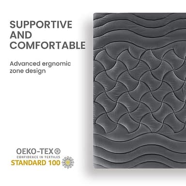 SLEEP ZONE Cooling Queen Mattress Topper, Premium Zoned Cool Mattress Pad Cover, Padded Mattress Protector Breathable Washable, Deep Pocket 8-21" (Grey, Queen) - Image 7