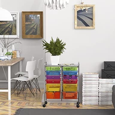 Simple Houseware Utility Cart with 12 Drawers Rolling Storage Art Craft Organizer, Multicolor - Image 5