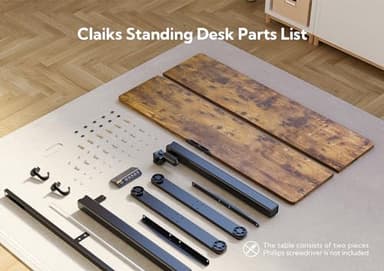 Claiks Electric Standing Desk, Adjustable Height Stand up Desk, 40x24 Inches Sit Stand Home Office Desk with Splice Board, Black Frame/Rustic Brown Top - Image 8