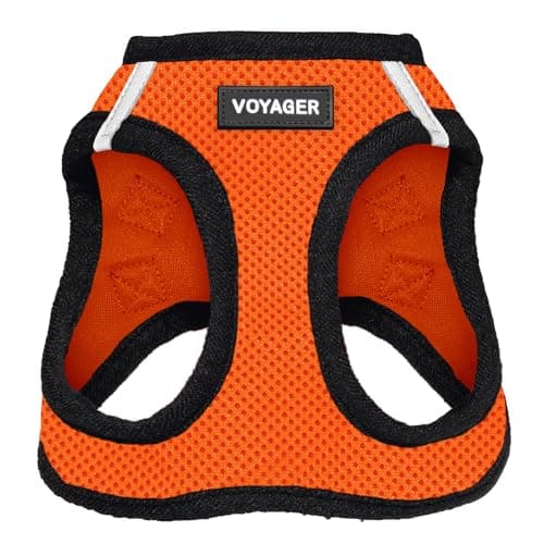 Best Pet Supplies Voyager Step-in Air Harness - All Weather Mesh, Reflective, No Pull Harness for Dogs, Cats - Secure with Hook & Loop Fastener, Buckle, Double D-Rings - Orange/Black Trim, XXXS - Image 1