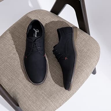 Jousen Men's Oxford Suede Business Casual Dress Shoes Plain Toe Oxfords Classic Formal Derby Shoes (AMY615 Black 10.5) - Image 7