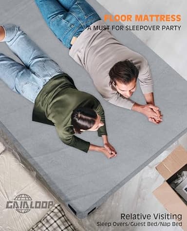 Floor GAIALOOP Memory Foam Futon Mattress Car Camping Bed Glamping Roll Up Mattress, Japanese Floor Sleeping Mat Camp Cot Mattress Pad Travel Guest Side Sleepers Space Gray [Full: 75 * 54 * 3"] - Image 6