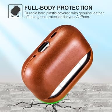 ICARER AirPod Pro 3 Case, 100% Geniune Leather Case, Handmade Top Grade Vintage Cover, Shockproof Protective Cover Support Wireless Charging, Compatible with AirPods Pro 3 2025 Model (Brown) - Image 6