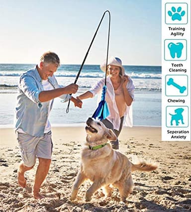 AMYESE Interactive Dog Toys - Extendable Flirt Pole with 2pcs Fleece Lure Tugs for Dog Outdoor Entertainment, Train and Exercise, New Blue - Image 7