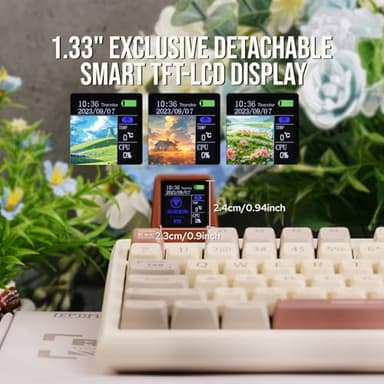 EPOMAKER RT100 Retro Gaming Keyboard with Display Screen, BT5.0/2.4G/USB-C, 97 Keys Gasket Custom Keyboard, Hot Swappable, RGB Backlit, with Knob for Win/Mac (Sea Salt Silent Switch) - Image 4