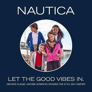 Nautica Boys' School Uniform Twill Chino Khaki Pants, Flat Front, Comfortable Waistband with Zip Closure & Stretch - Image 5
