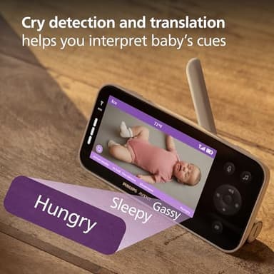 Philips Avent Premium Connected Baby Monitor, with 1080p Camera and App, SenseIQ Sleep and Breathing Rate Tracking, Cry Detection and Translation, Day and Night View, Two-way True Talk Back, SCD973/37 - Image 5