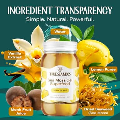 TrueSeaMoss Sea Moss Gel – Made in USA – Wildcrafted Seamoss, Fresh Fruits & Sea Vegetables – Lemon Pie, Pack of 1 (Labels may Vary) - Image 3