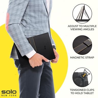 Solo New York Universal Tablet Case - Fits 8.5"-11" Tablets, Compatible with iPad 11th Generation, iPad Air M3, iPad Pro M4, Fire HD 10, & More, Magnetic Strap Closure - Metro, Black - Image 2