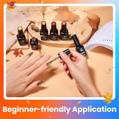 Beetles Fall Gel Nail Polish Set - 6 Colors Burgundy Red Orange Yellow Brown Gel Polish Kit for Nails, Autumn Leaves Soak Off UV LED Nail Gel Manicure at Home Gifts for Women - Image 6