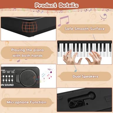 37 Key Upgrade Piano Keyboard for Kids Musical Toys for 3 4 5 6 Year Old Girls Keyboards Pianos for Beginners with Microphone for 3+ Year Old Boys Girls Gifts - Image 7