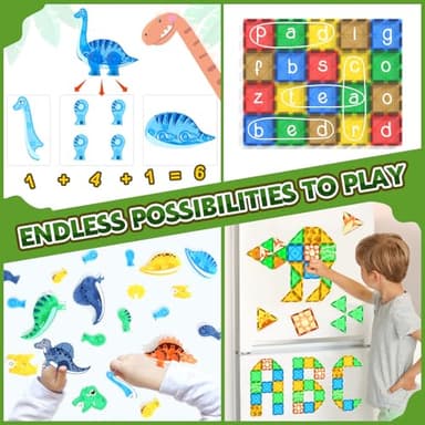 Dinosaur Toys Magnetic Tiles 3D Movable Dinos for Kids 3-5 5-7 Toddler Outdoor Sensory Toys, STEM Educational Magnetic Blocks for 3+ Years Old Boys Girls Kids Toy - Image 6
