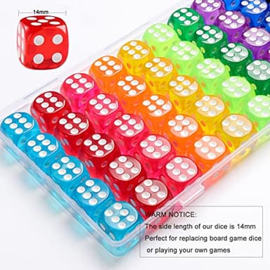 50 Pieces Dice Set, 14mm Bulk 6 Sided Colored Dices for Board Games, Math Learning,Classroom - Image 2