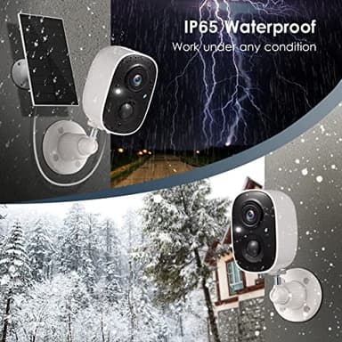 GMK Solar Security Camera Wireless Outdoor, with Solar Panel 1080P Color Night Vision Motion Detection 2-Way Talk Battery Powered WiFi Home Indoor Camera IP65 Weatherproof Cloud/SD Storage - Image 3