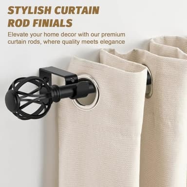 GXOACKJ 2 Pack Curtain Rods for Windows 48 to 84 (Max90) Inches,Black Adjustable 5/8 inch Curtain Rod for Bedroom, Small Decorative Drapery Rods with Twisted Cage Finals - Image 2