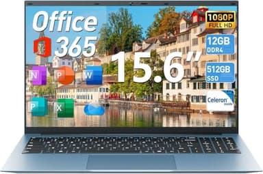 Naclud 15.6 Inch Laptop Computer, Celeron N5095A Processor, Win 11 Laptop, DDR4 12GB SSD 512GB, 1920x1080 FHD Display, USB 3.2, 7000mAh, BT5.0, Type-C, Traditional Laptops for Business Student - Image 1