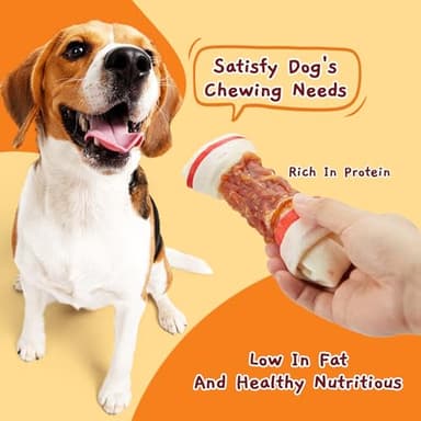 Jungle Calling Chicken Wrap Knotted Bones Dog Chews, Long Lasting Beefhide Treats Real Rawhide Bones for Large Dogs Edible Training Treats - Image 6