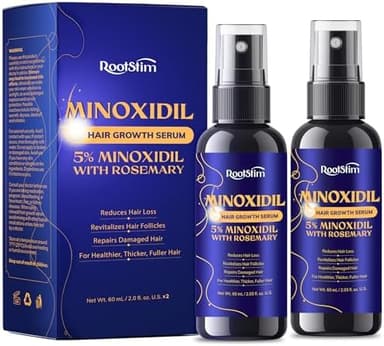5% Minoxidil Hair Growth for Men and Women: 2-Pack Extra Strength Minoxidil Hair Loss Treatment Serum with Rosemary for Faster Stronger Thicker Hair Growth - 60ML Each - Image 2