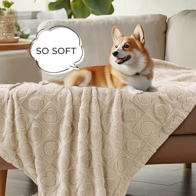 Luciphia Small Dog Blanket Washable Pet Bed Cover Soft Fluffy Puppy Blanket with Premium Fleece 300GSM Cozy Calming Cat Blankets for Indoor Cats Beige 30x20 inch - Image 4