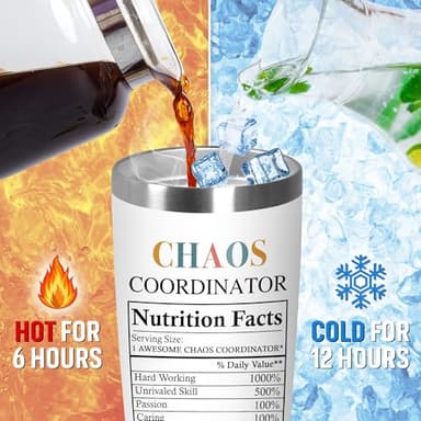 TEEZWONDER Appreciation Gifts For Coworkers - Chaos Coordinator Insulated Coffee Tumbler with Lid 20 oz - Teacher Retirement Thank You Birthday Gifts for Women Friends Coworkers Boss Employee - Image 4