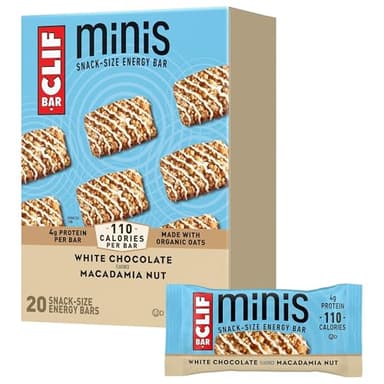 CLIF BAR Minis - White Chocolate Macadamia Nut Flavor - Made with Organic Oats - 4g Protein - Non-GMO - Plant Based - Snack-Size Energy Bars - 0.99 oz. (20 Pack) - Image 1