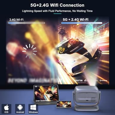 Projector with WiFi and Bluetooth Portable Outdoor: [Auto Focus&Keystone/360° Stand] Smart TV 4K Movie Projector with Apps Netflix Licensed 50%Zoom 700ANSI 3D DoIby Audio Android Home Camping Ceiling - Image 6