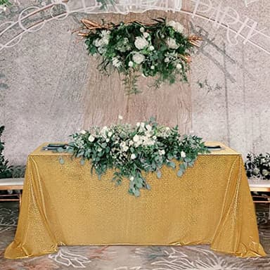 Fitable Gold Sequin Tablecloth for Parties 60x84 Inch - Sparkle Glitter Cloth Laser Rectangle Overlay for Wedding Baby Shower Ceremony Birthday Holiday Banquet Decoration - Image 7