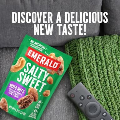 Emerald Nuts Salty Sweet Mixed Nuts (1-Pack), Features Kettle Glazed Peanuts, Almonds, Cashews, Kettle Glazed Walnuts, Kettle Glazed Pecans, 5.5oz Resealable Bag - Image 6