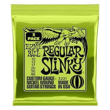 Ernie Ball Regular Slinky Nickel Wound Electric Guitar Strings 3-pack, 10-46 Gauge (P03221) - Image 1