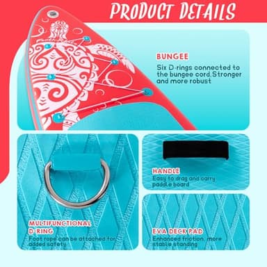 FEATH-R-LITE Inflatable Paddle Board Stand Up Paddleboards for Adults SUP with Complete Premium Accessories Pump, Adjustable Paddle, Leash, Three Fins, Waterproof Phone Bag, Repair Kit, Backpack - Image 3