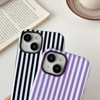 Longlayss Compatible with iPhone 13/14 Case Cute Aesthetic Striped Phone Case for Women Girl Shockproof Slim TPU and Hard PC Protective Cover (Pink) - Image 7