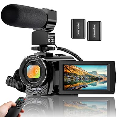 Video Camera Camcorder Digital YouTube Vlogging Camera Recorder FHD 1080P 24.0MP 3.0 Inch 270 Degree Rotation Screen 16X Digital Zoom Camcorder with Microphone,Remote Control and 2 Batteries - Image 1