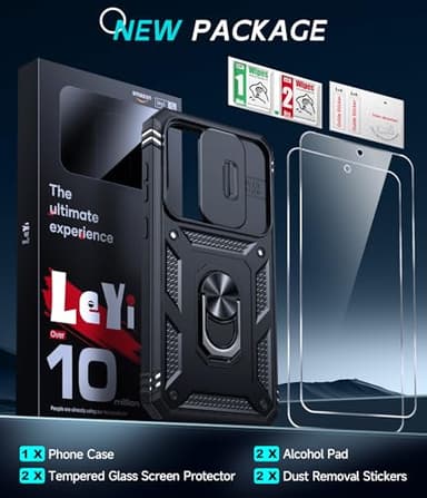 LeYi for Samsung Galaxy S24-FE Case: [𝗡𝗼𝘁 𝗳𝗶𝘁 𝗦𝟮𝟰 𝟱𝗚] Samsung S24 FE Case with S24FE Screen Protector X2 & Magnetic Stand, Military-Grade Cell Galaxy S 24 FE Phone, Black - Image 8
