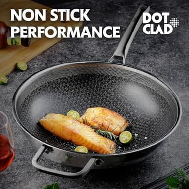 Wok pan,Hybrid 12 inch Wok with Lid, PFOA Free Cookware,non stick Stainless Steel Woks & Stir-fry pans Nonstick, Dishwasher and Oven Safe, Works on Induction - Image 2