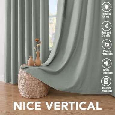 H.VERSAILTEX 100% Blackout Curtains for Bedroom Thermal Insulated Linen Textured Curtains Heat and Full Light Blocking Drapes Living Room Curtains 2 Panel Sets, 52x96 - Inch, Green Bay - Image 7