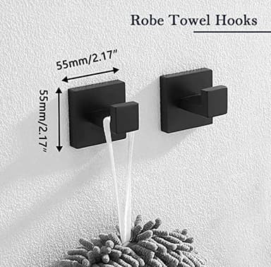5-Pieces Matte Black Bathroom Hardware Accessories Set, SUS304 Stainless Steel Bath Towel Bar Set, Towel Racks for Bathroom Wall Mounted. - Image 6