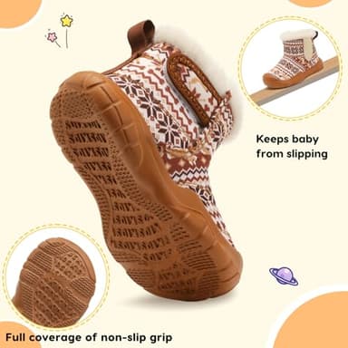 Scurtain Baby Boy Girl Snow Boots Infant Winter Warm Non Slip Shoes Cozy Fur Booties Lightweight Slip On Cold Weather Slippers Walking Shoes for First Walkers 6-12 Months - Image 6