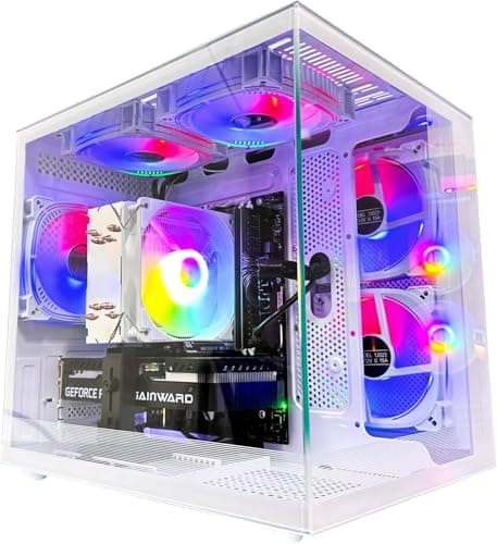 suevery Pre Built Gaming PC AMD Ryzen7 8700F(8Core 16Threads Up to 5.0G) 32G DDR5 Nvme 1TB SSD RTX 4060 8G WiFi 6 Desktop Computers White - Image 1