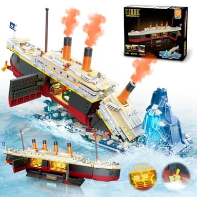 INSOON Titanic Building Set with Light, 2 in 1 Titanic Ship 3.6mm Mini Building Block 1883 PCS, Ship Model with Glacier Display Stand, Building Brick Toy Gift for Adults Teens Boys Girls 10 11 12+ - Image 1