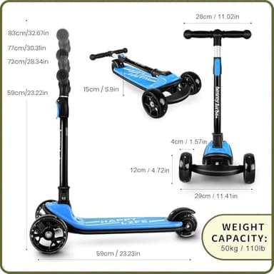 besrey Kick Scooter for Kids Ages 3-10, 3-Wheel Folding Scooter with Adjustable Height, LED Light Wheels, Extra Wide Deck for Outdoor Activities - Image 8