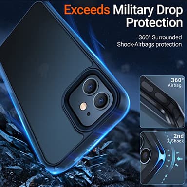 TORRAS Shockproof for iPhone 12 Case/for iPhone 12 Pro Case, [Military Grade Drop Tested] Translucent Matte Hard PC Back with Soft Silicone Edge Slim Protective Guardian, Black - Image 2