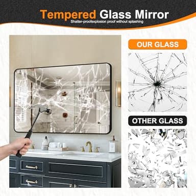 Delma Black Framed Bathroom Vanity Mirror for Over Sink, 50x30 Inch High-Definition Wall Mirror with Horizontal/Vertical Hanging, Durable Rust-Resistant Bathroom Mirror for Modern Decor (Black) - Image 6