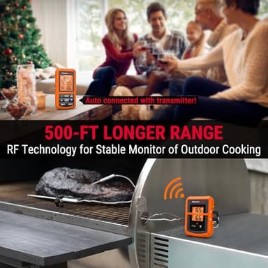 ThermoPro TP20 500FT Wireless Meat Thermometer with Dual Meat Probe, Digital Cooking Food Meat Thermometer Wireless for Smoker BBQ Grill Thermometer Beef Steak Fish Turkey Thermometer - Image 3