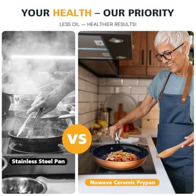 Nuwave 3-Piece 8”, 10”, 12” Forged Lightweight Frying Pan Set, G10 Healthy Duralon Blue Ceramic Ultra Non-Stick, Ergonomic Stay-Cool Handles, Induction-Ready & Works on All Cooktops - Image 9