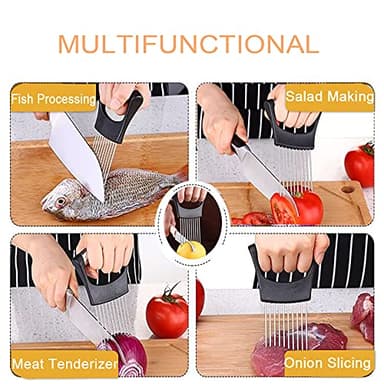 ESINAM Premium Vegetable Slicer Holder, Sharp Stainless Steel Food Slicer Assistant Tool for Potato, Tomato, Fruit, Lemon and Meat - Image 4